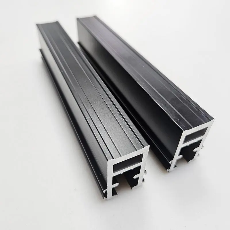 Custom 6063/6061 Black Powder-Coated Aluminum Extrusions for Windows and Doors