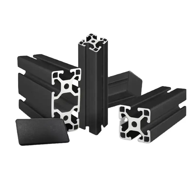 Custom 4040 4080 Black Anodized Aluminum Extrusion Cutting & Machining Services, Precision Industrial Aluminum Solutions
