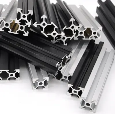 1515/2020/3030/4040/4545 Aluminum Extruded Profiles, Anodized in Silver/Black