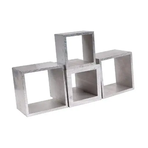 6061/6063 T5 Anodized Aluminum Alloy Extruded Square/Rectangular Tubes, Sand-Blasted Oxidized Silver, Bent Rounded Corners