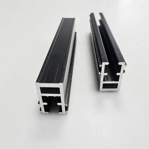 Customized 6061/6063 T5/T6 Window and Door Profiles, Black Coated, Molded from Drawings, Aluminum Extruded