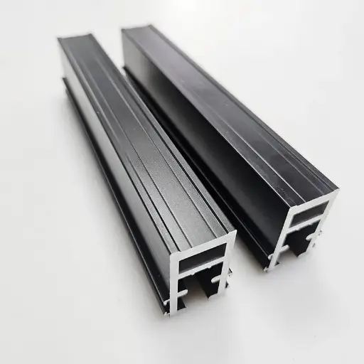 Custom 6063/6061 Black Powder-Coated Aluminum Extrusions for Windows and Doors